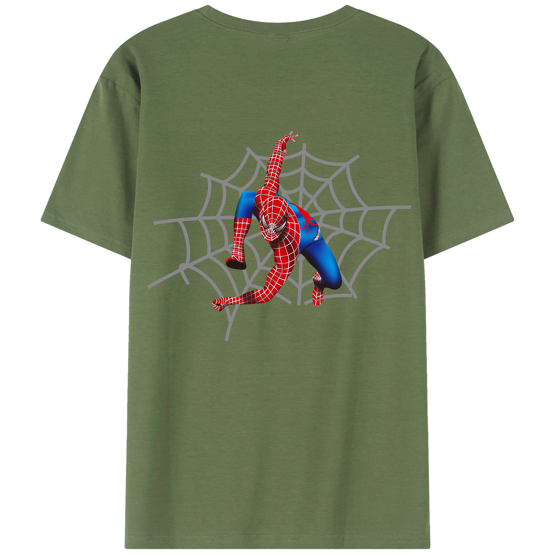（画像用） Spider Man スパイダーマン 綿100％ メンズ半袖Tシャツ（バックプリント） 通気性